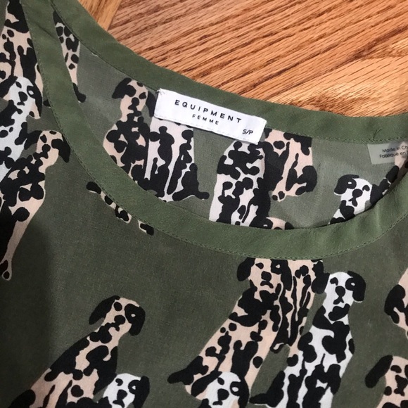 Equipment Tops - Equipment Silk Blouse with Dalmatians